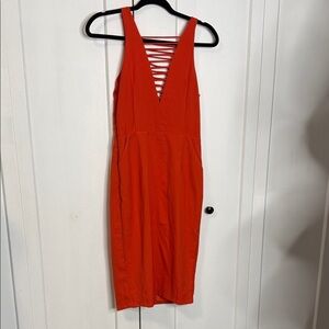 Runaway Medium Red Sleeveless Dress - has pockets